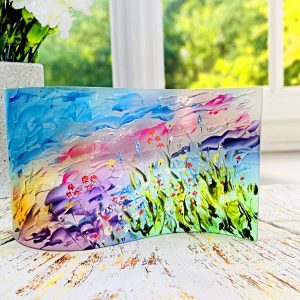 Glass Wave Art Stained Glass Nature Painted Glass Panel