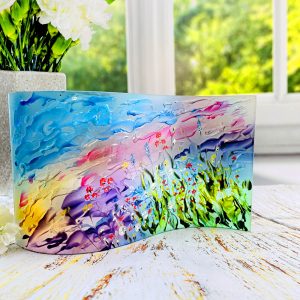 Glass Wave Art Stained Glass Nature Painted Glass Panel
