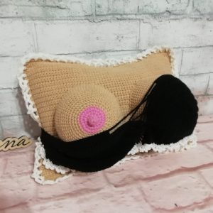 Pillow with chest crocheted, boyfriend gift, Adult toys