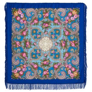 1778-13 Original Pavlovo Posad Russian Shawl 100% Wool scarf 125×125 cm