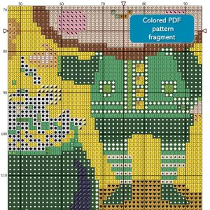 Leprechaun with pot and shamrocks St Patrick day cross stitch digital printable A4 PDF pattern for home decor and gift