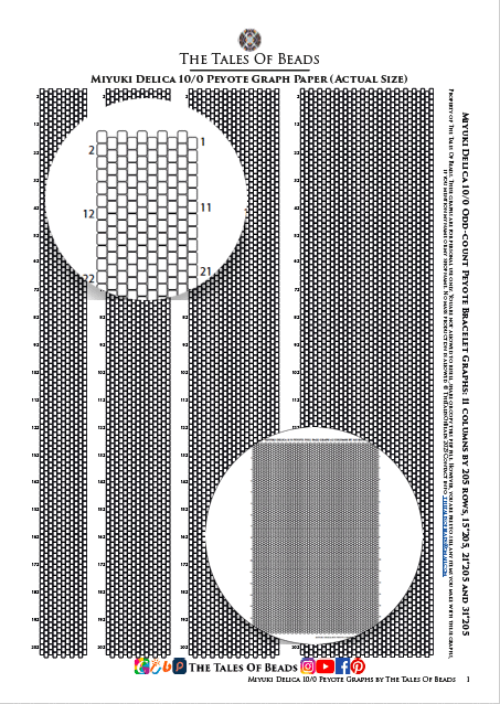 Peyote and Brick Stitch Graph Paper Miyuki Delica 10/0 Actual