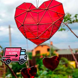 Stained Glass Heart Suncatcher, Fast Free Shipping