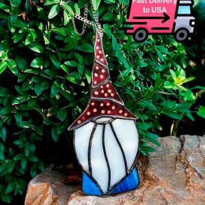 Stained Glass Gnome Suncatcher, Fast Free Shipping