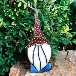 Stained Glass Gnome Suncatcher, Fast Free Shipping