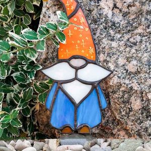 Stained Glass Gnome Suncatcher, Fast Free Shipping