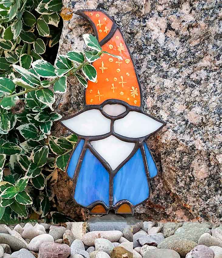 Stained Glass Gnome Suncatcher, Fast Free Shipping