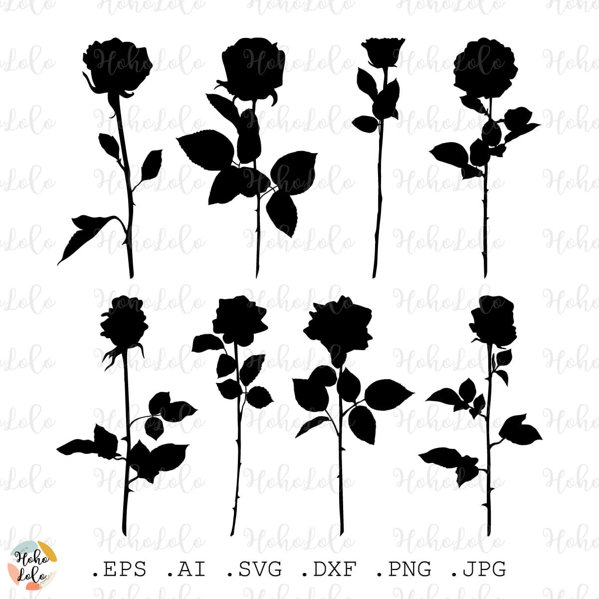Rose Flower Silhouette SVG, Flower
