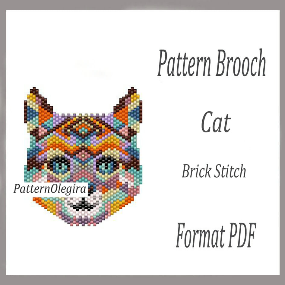CAT brooch bead pattern PDF file Bead pattern brick stitch 1 CAT Brooch bead pattern PDF file Bead Cat pattern Bead Cat brooch Olegirabeadpatterns