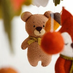 Felt forest baby mobile hero - cute light brown bear