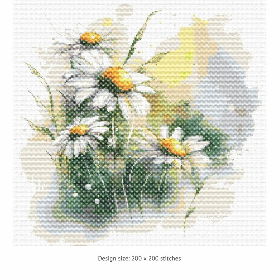 Chamomiles cross stitch pattern, printable chart PDF 2 Chamomiles cross stitch pattern, printable chart PDF - Image 2