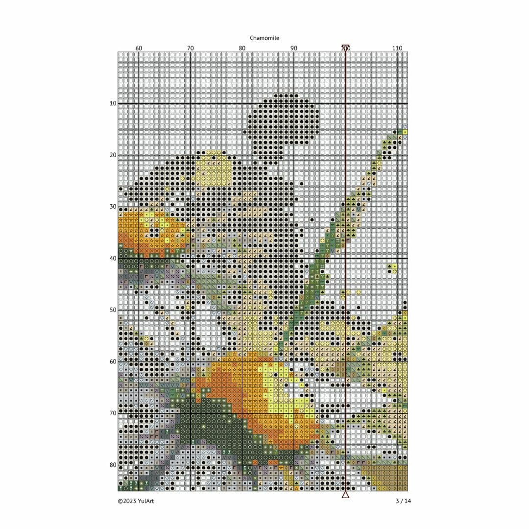 Chamomiles cross stitch pattern, printable chart PDF 4 Chamomiles cross stitch pattern, printable chart PDF - Image 4
