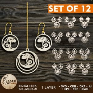 Zodiac Earrings Bundle Jewelry Cut Template Earring SVG