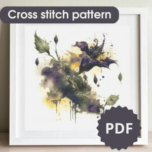 Deadly nightshade cross stitch pattern, printable chart