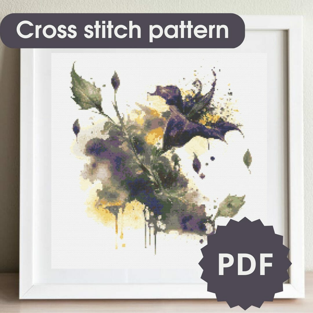 Deadly nightshade cross stitch pattern, printable chart 1 Deadly nightshade cross stitch pattern, printable chart