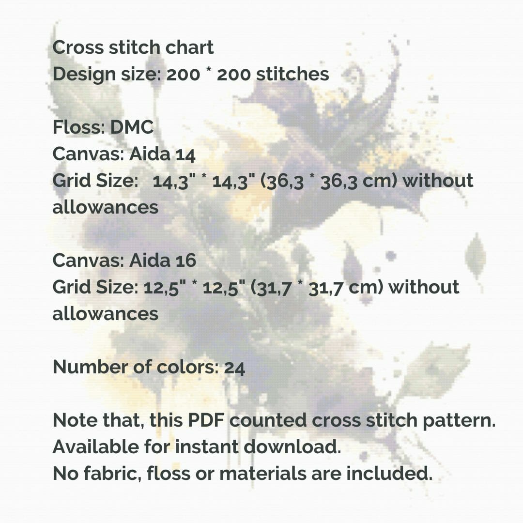 Deadly nightshade cross stitch pattern, printable chart 5 Deadly nightshade cross stitch pattern, printable chart - Image 5