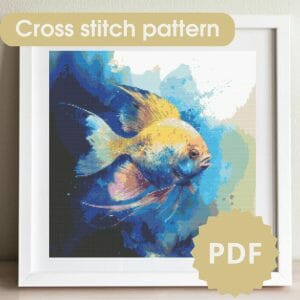 Fish cross stitch pattern, printable chart PDF