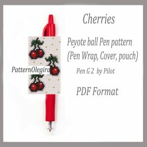 CHERRIES Bead pattern PDF file Bead pen wraps Bead cover pen Olegirabeadpatterns