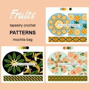 3 CROCHET PATTERNS Wayuu mochila bag SET Fruits