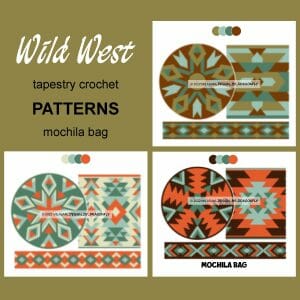 3 CROCHET PATTERNS Wayuu mochila bag SET Wild West