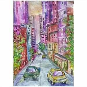 New York City Painting City Original Art Urban Painting 12 by 8"