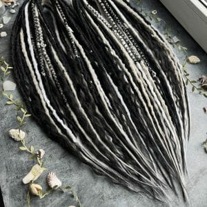 Witch set dreads and curls, black and white dreadlocks extensions