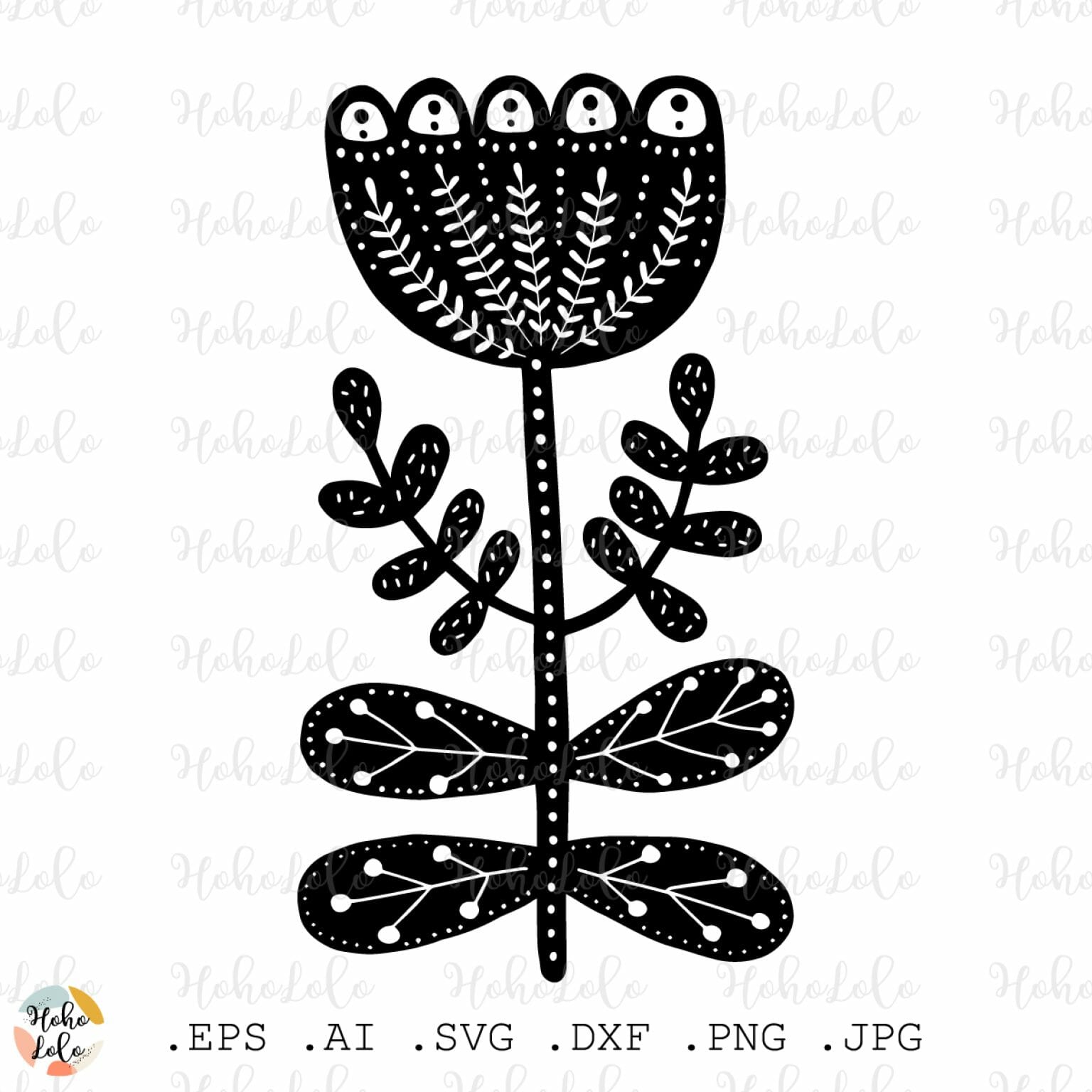 Scandi Flower Svg Cricut Boho Clipart Png Stencil Dxf