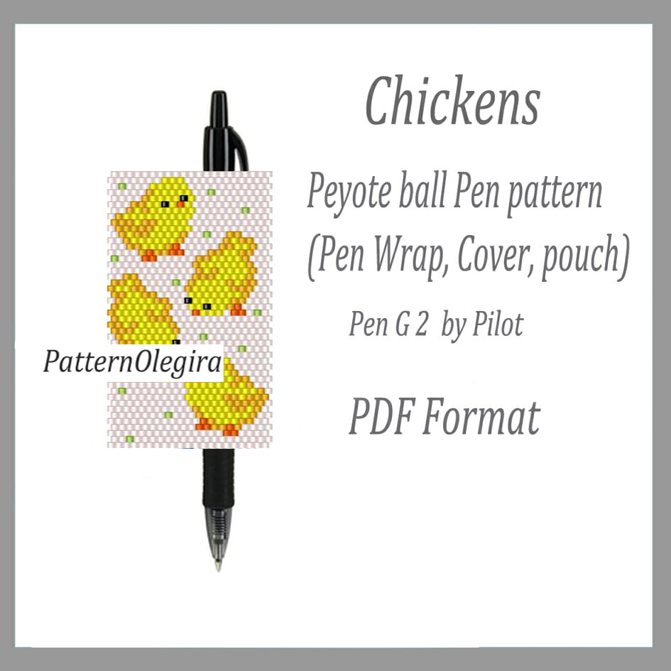 CHICKENS bead pattern PDF file Bead pen wraps pilot G2 1 CHICKENS Bead pattern PDF file Bead pen wraps Bead cover pen Olegirabeadpatterns