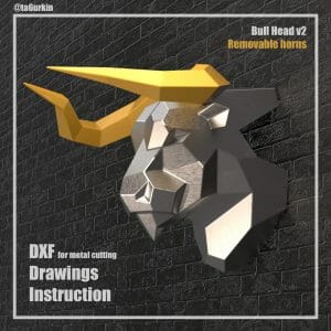 Sheet Metal Template Bull Head (v2) Project (dxf, PDF)
