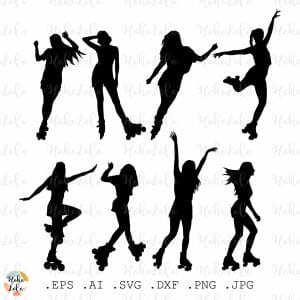 Girl Roller Skates Svg Silhouette