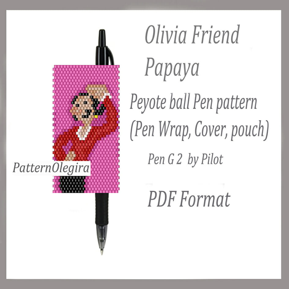 OLIVIA bead pattern PDF file Bead pen wraps pilot G2 1 OLIVIA FREND PAPAYA Bead pattern PDF file Bead pen wraps Bead cover pen Olegirabeadpatterns