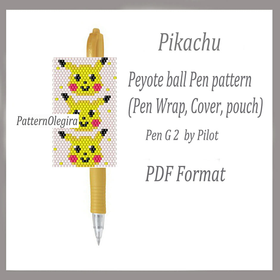 PIKACHU bead pattern PDF file Bead pen wraps pilot G2 1 PIKACHU Bead pattern PDF file Bead pen wraps Bead cover pen Olegirabeadpatterns