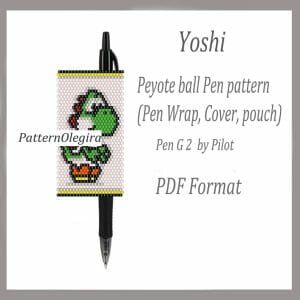 YOSHI Bead pattern PDF file Bead pen wraps Bead cover pen Olegirabeadpatterns