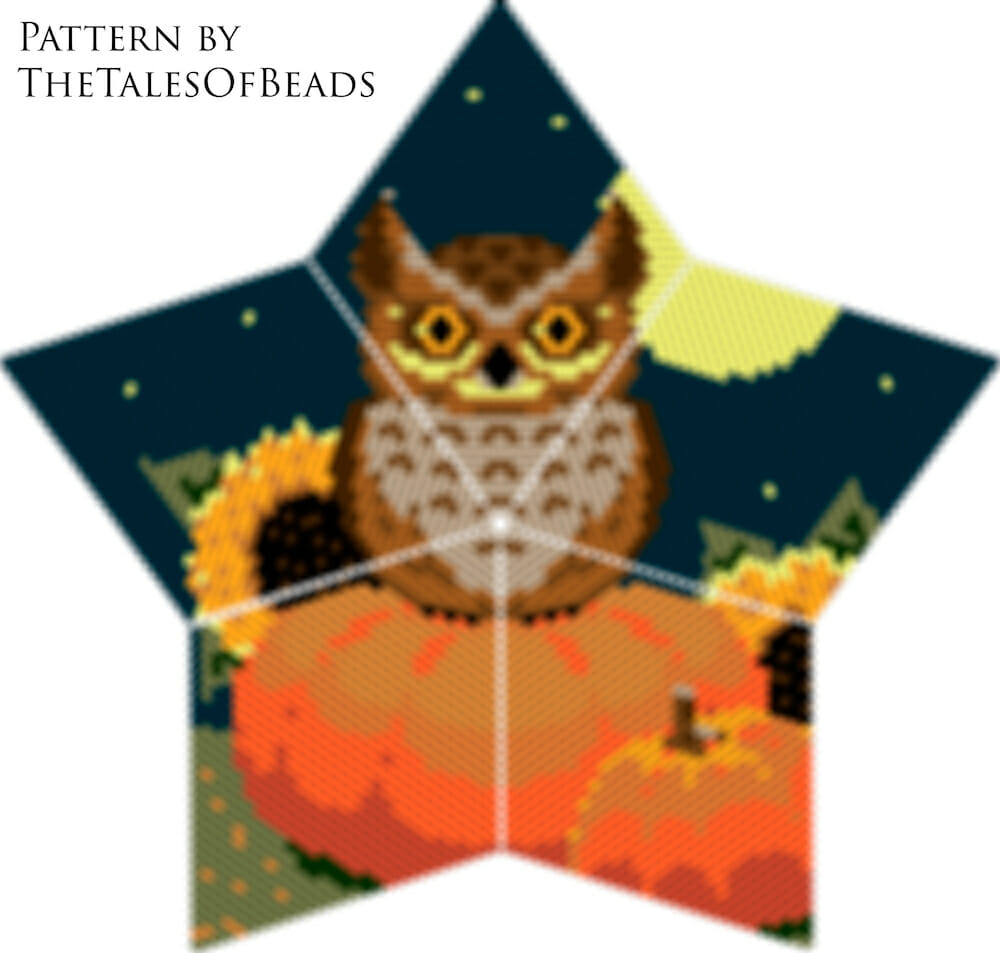 Peyote Star Pattern Owl - Halloween Beaded Star Seed Bead Ornament 2 3d peyote star pattern