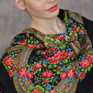 685-18 Original Pavlovo Posad Russian Shawl 100% Wool scarf 89×89 cm
