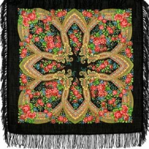 685-18 Original Pavlovo Posad Russian Shawl 100% Wool scarf 89×89 cm