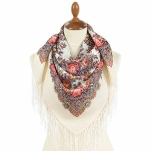 1960-3 Original Pavlovo Posad Russian Shawl 100% Wool scarf 89×89 cm