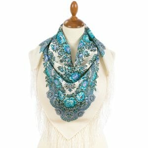 1960-4 Original Pavlovo Posad Russian Shawl 100% Wool scarf 89×89 cm