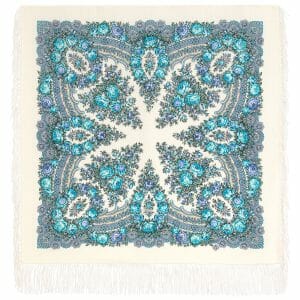 1960-4 Original Pavlovo Posad Russian Shawl 100% Wool scarf 89×89 cm