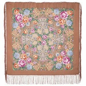 1661-16 Original Pavlovo Posad Russian Shawl 100% Wool scarf 89×89 cm