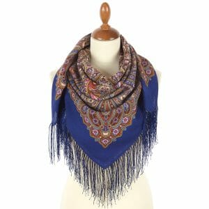 1958-14 Original Pavlovo Posad Russian Shawl 100% Wool scarf 89×89 cm