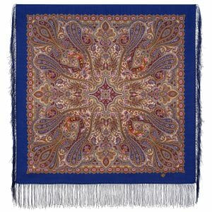 1958-14 Original Pavlovo Posad Russian Shawl 100% Wool scarf 89×89 cm