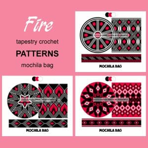 3 CROCHET PATTERNS Wayuu mochila bag SET Fire