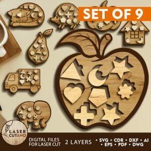 Montessori Kids Puzzle Bundle Wooden Jigsaw