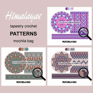 3 CROCHET PATTERNS Wayuu mochila bag SET Himalayas