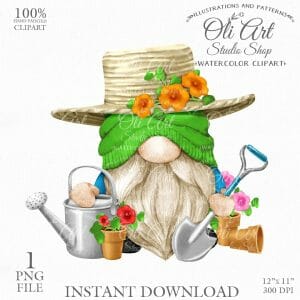 Gardener Gnome Clip Art. Cute Characters.