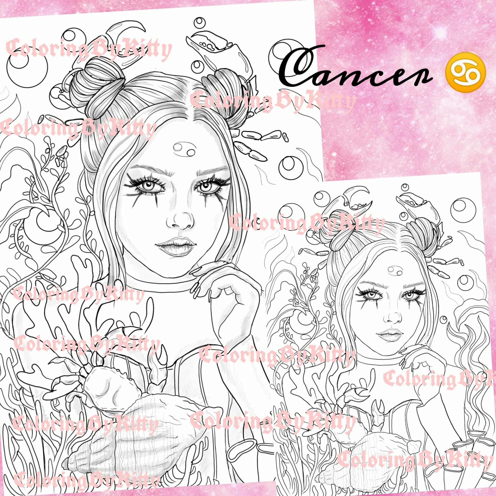 Single coloring page “Cancer zodiac sign”