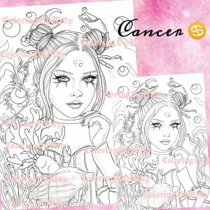 Single coloring page “Cancer zodiac sign”