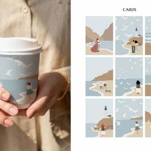 Beach poster clipart, Printable coastal wall art print