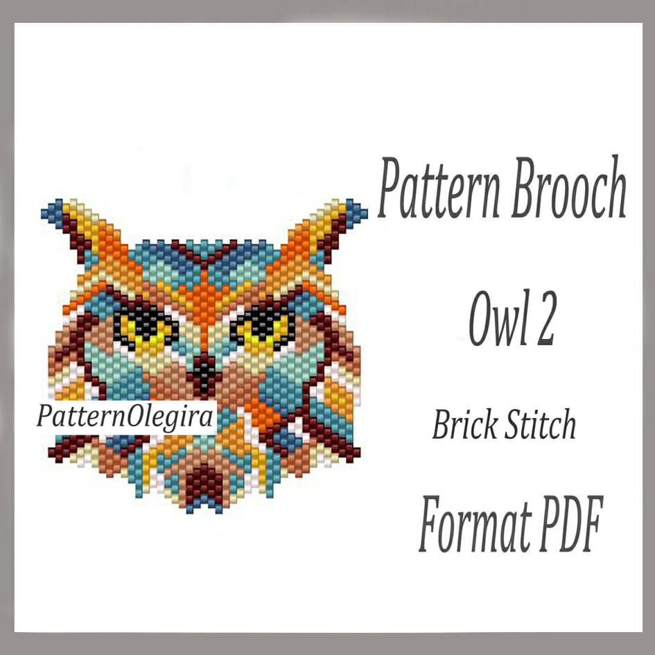 OWL 2 Brooch bead pattern PDF file Bead Owl pattern Bead Owl brooch Olegirabeadpatterns